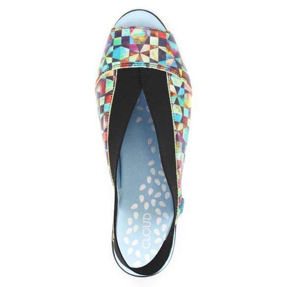 Sold!!!!!!!!!!NWOB CALIBER MYSTERE Cloud brand psychedelic print leather sandals - Picture 2 of 4